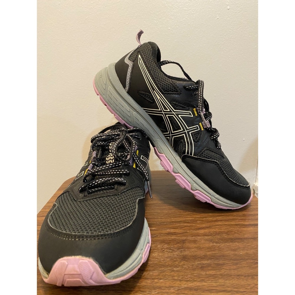 Asics Gel-Venture 8 Shoes Size 8 Black pink Trail Running Sneakers comfort